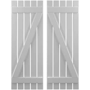 19-1/2 in. W x 35 in. H Americraft 5 Board Exterior Real Wood Spaced Board and Batten Shutters w/Z-Bar Primed