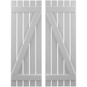 19-1/2 in. W x 60 in. H Americraft 5-Board Exterior Real Wood Spaced Board and Batten Shutters with Z-Bar in Primed