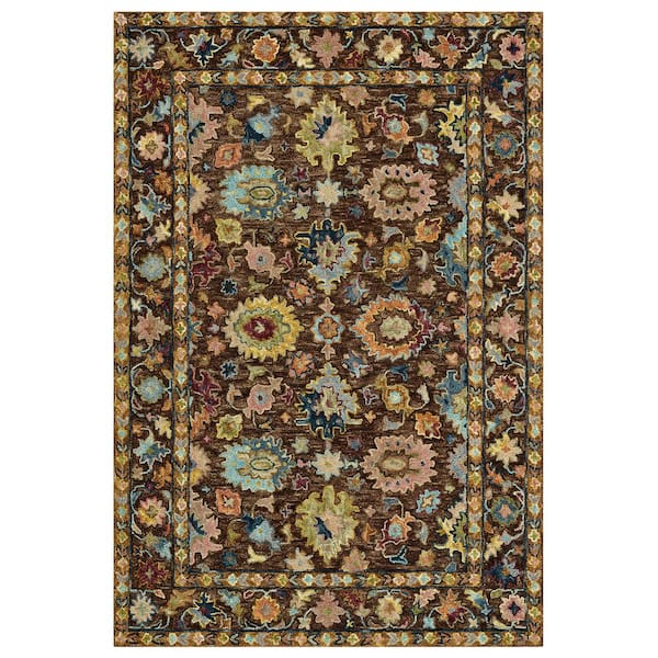 Jackson 9 x 12 Brown Traditional Pattern Area Rug for High Traffic Living Room Dining Room Bedroom