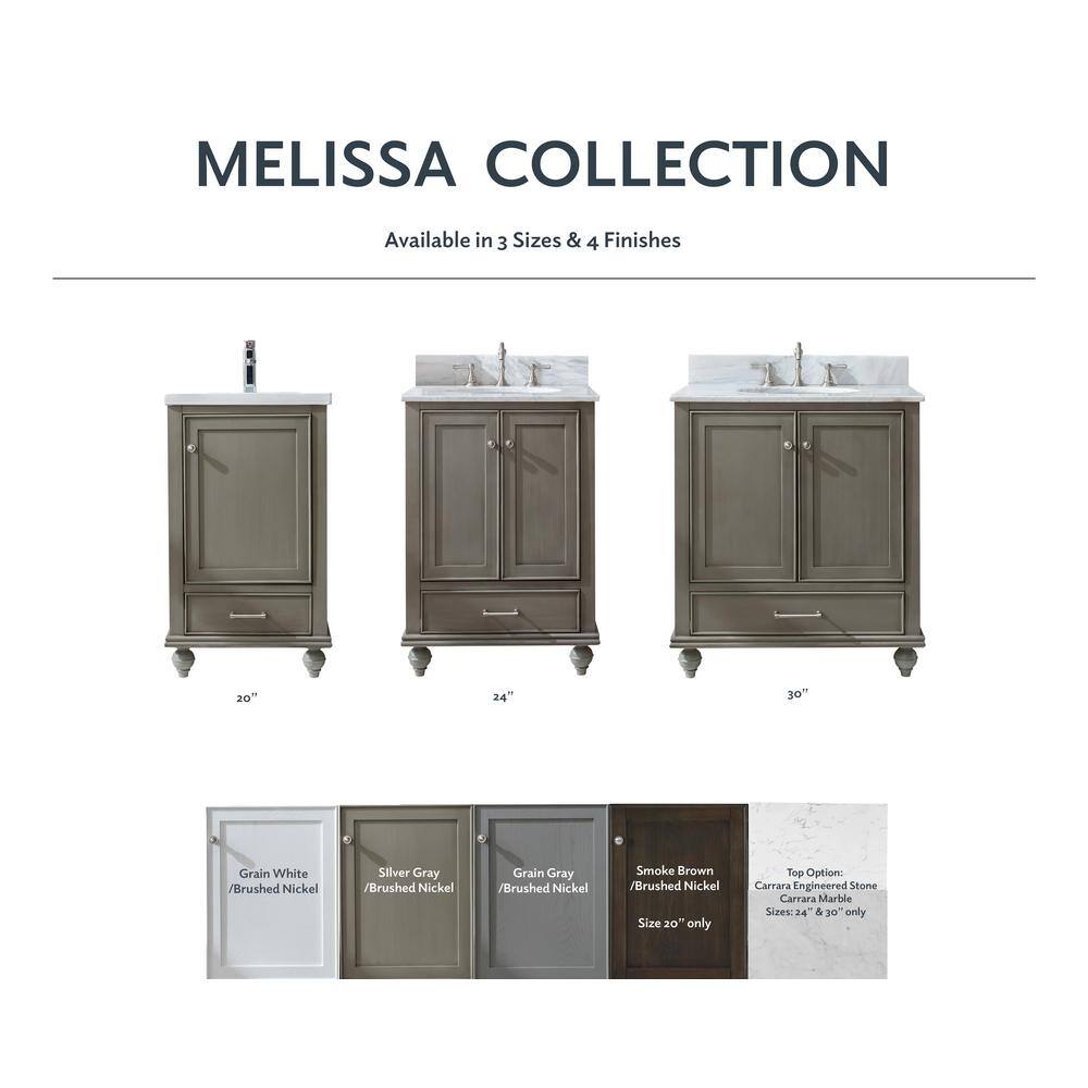 Melissa 30" Grain Gray Single Vanity with Carrara White Top