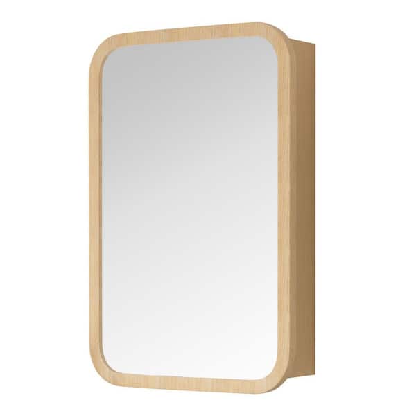 Nova 24 in. W x 30 in. H Rectangular Wood Medicine Cabinet with Mirror, Reversible Door, Fully Assembled, Oak
