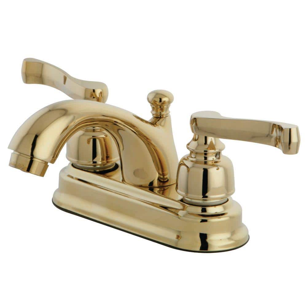 Kingston Brass Royale Classic 4 In Centerset 2 Handle Mid Arc Bathroom Faucet In Polished Brass Hkb5602fl The Home Depot
