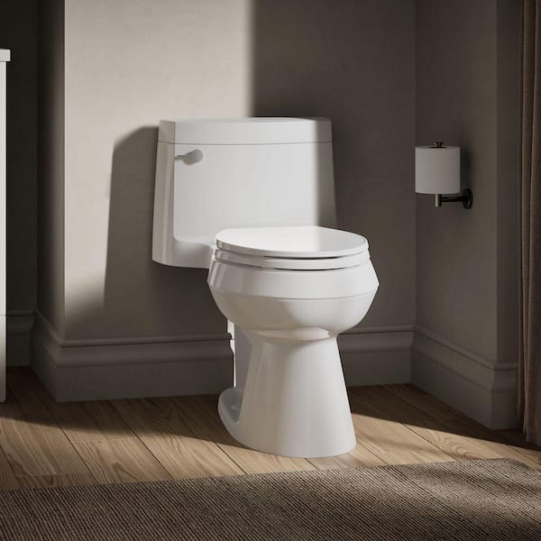 Cimarron 12" Rough In 1-Piece 1.28 GFP Single Flush Elongated Toilet with Concealed Trapway in White w/ Soft Close Seat