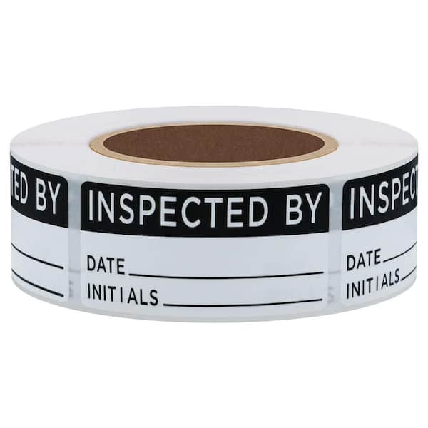 Inspected by Labels 1 x 2 in. Rectangle 500 Adhesive Stickers on Roll for Inventory Warehouses Quality Control
