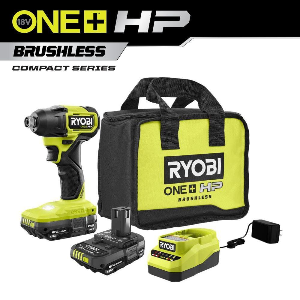 ONE+ HP 18V Brushless Cordless Compact 1/4 in. Hex Impact Driver Kit with (2) 1.5 Ah Batteries and Charger -  RYOBI, PSBID02K2