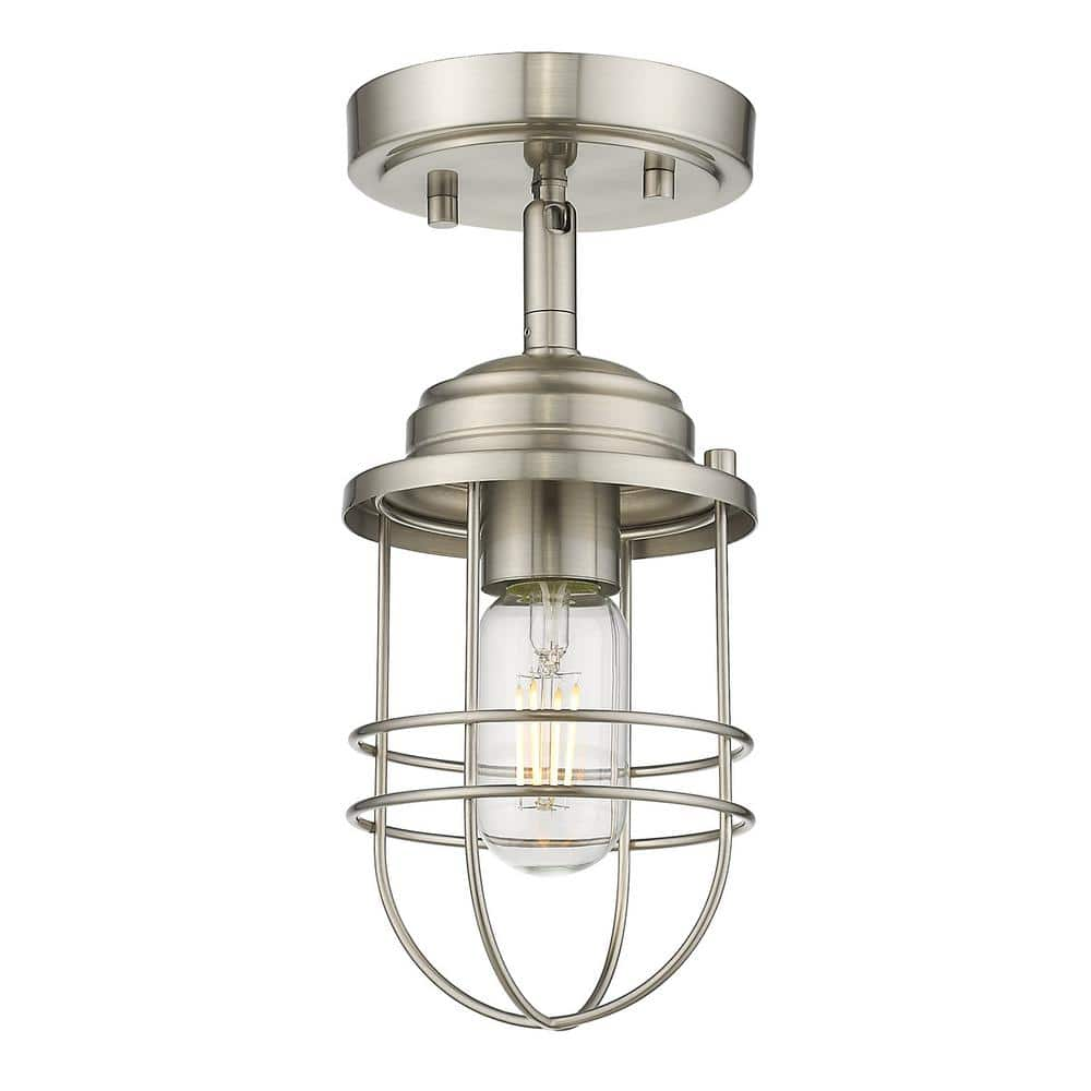 Golden Lighting Seaport 1-Light Pewter Semi-Flush Mount Light 9808-SF ...