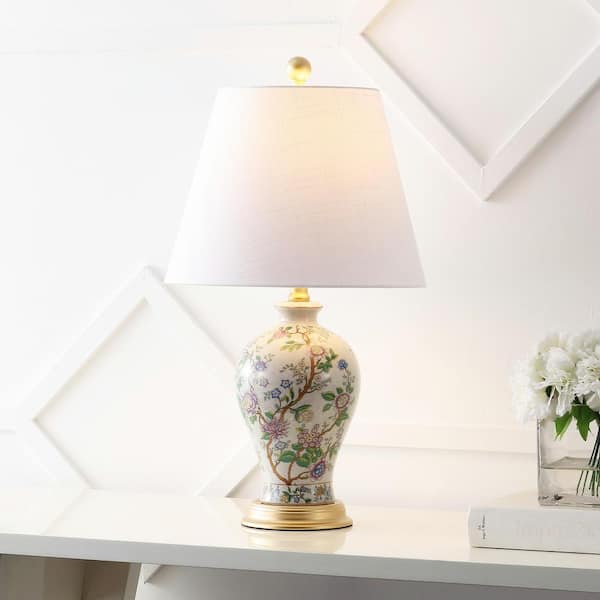 Grace 24 in. Multi/Brass Floral Table Lamp