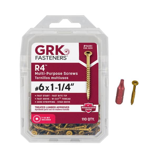 GRK #6 x 1-1/4 in. Star Drive Bugle Head R4 Multi-Purpose Wood Screw (110 - Pack)