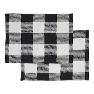 Annie 19 in. W x 13 in. H Black Cotton Blend Checkered Placemat (Set of 2)