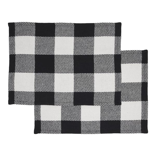 VHC Brands Annie 19 in. W x 13 in. H Black Cotton Blend Checkered Placemat (Set of 2)