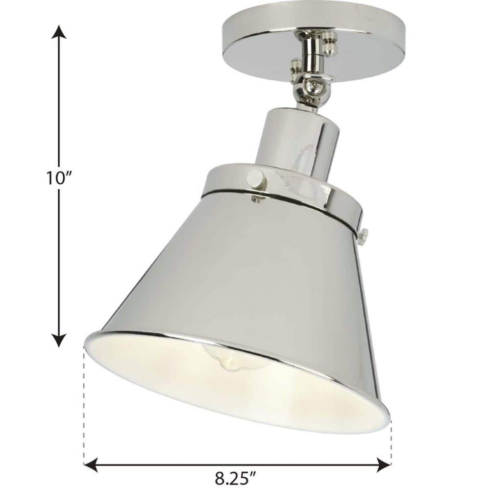 Polished Chrome Vintage-Style Semi-Flush Ceiling Light 8.25"