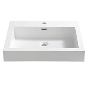 Nano 24 in. Drop-In Acrylic Bathroom Sink in White with Integrated Bowl