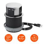Space Saver Pop Up Outlet, 3 Power Outlets 15 Amp, 2 USB Ports 2.4 Amp, Overload Protection, Splash Resistant