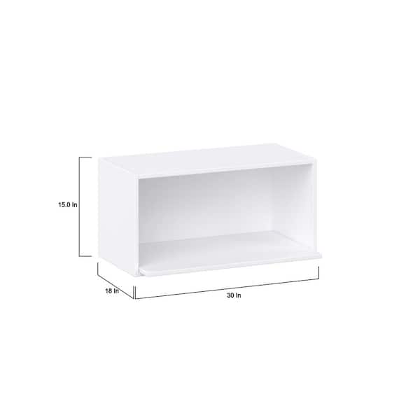 J COLLECTION Fairhope Bright White Slab Assembled Wall Microwave Shelf Kitchen Cabinet (30 in. W X 15 in. H X 18 in. D)