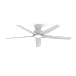 W5 Series 52 in. Indoor White LED Ceiling Fan with Light and Remote, Reversible Quiet DC Motor, 3-Color Light Kit