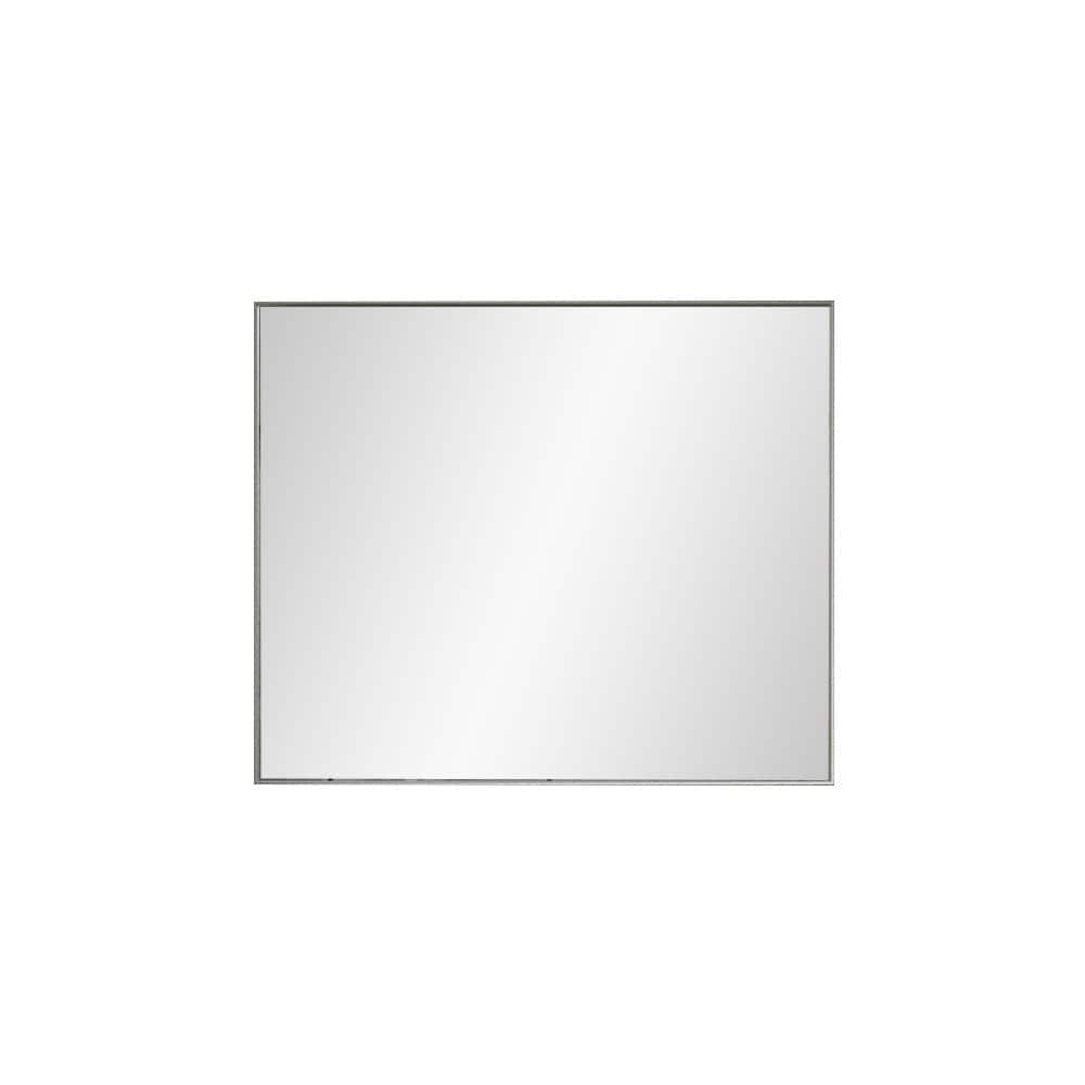 Brushed Nickel 36 in. W x 30 in. H Rectangle Metal Framed Mirror Modern Des