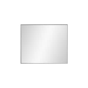 Brushed Nickel 36 in. W x 30 in. H Rectangle Metal Framed Mirror Modern Design Wall Decor Mirror for Living Room