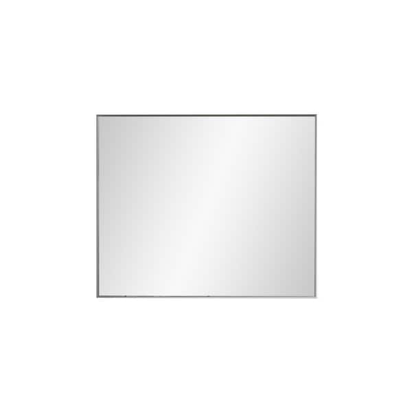 Unbranded Brushed Nickel 36 in. W x 30 in. H Rectangle Metal Framed Mirror Modern Design Wall Decor Mirror for Living Room