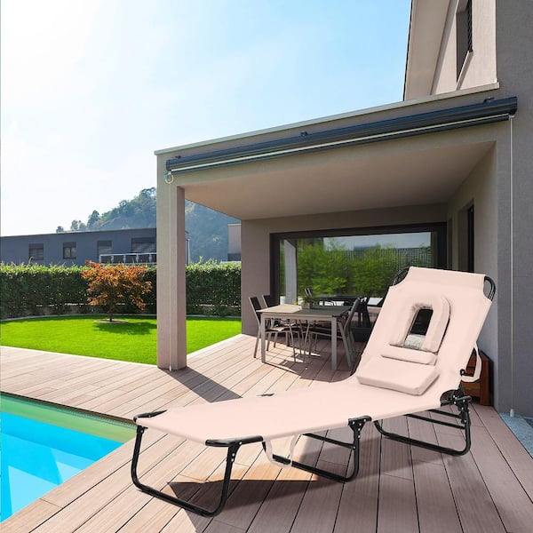 Beige Modern Stylish Metal Outdoor Lounge Chair