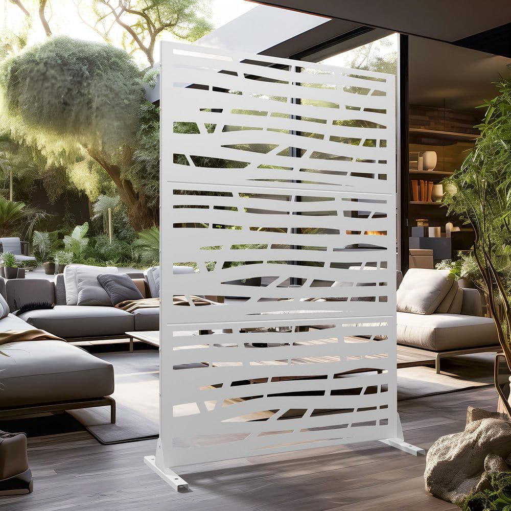 47 in. W x 71 in. H White Jungle Rectangle Galvanized Sheet Outdoor Private Screen Decorative Art Panel price history on PriceWatchPro