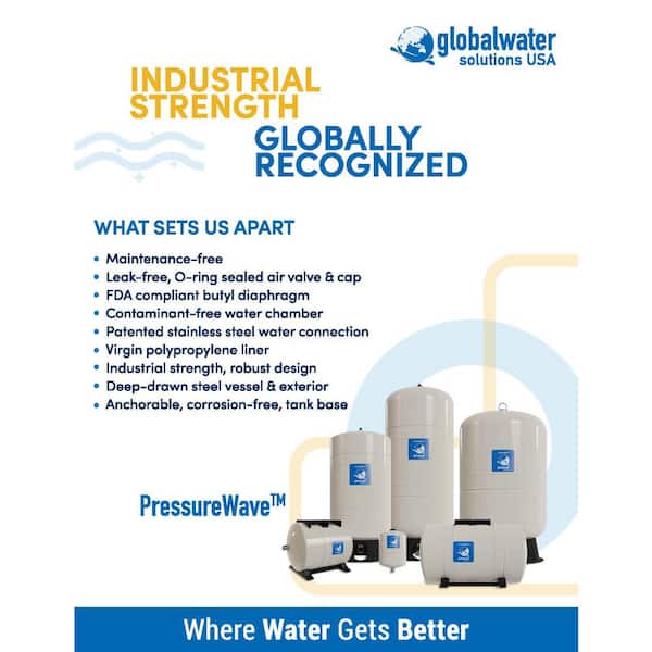globalwater Solutions Pressure Wave 21.13 gal. Vertical Pressurized Well Tank