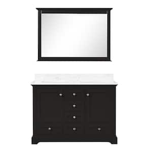Dukes 48 in. W x 22 in. D Espresso Double Freestanding Bath Vanity with Carrara Marble Top and Mirror