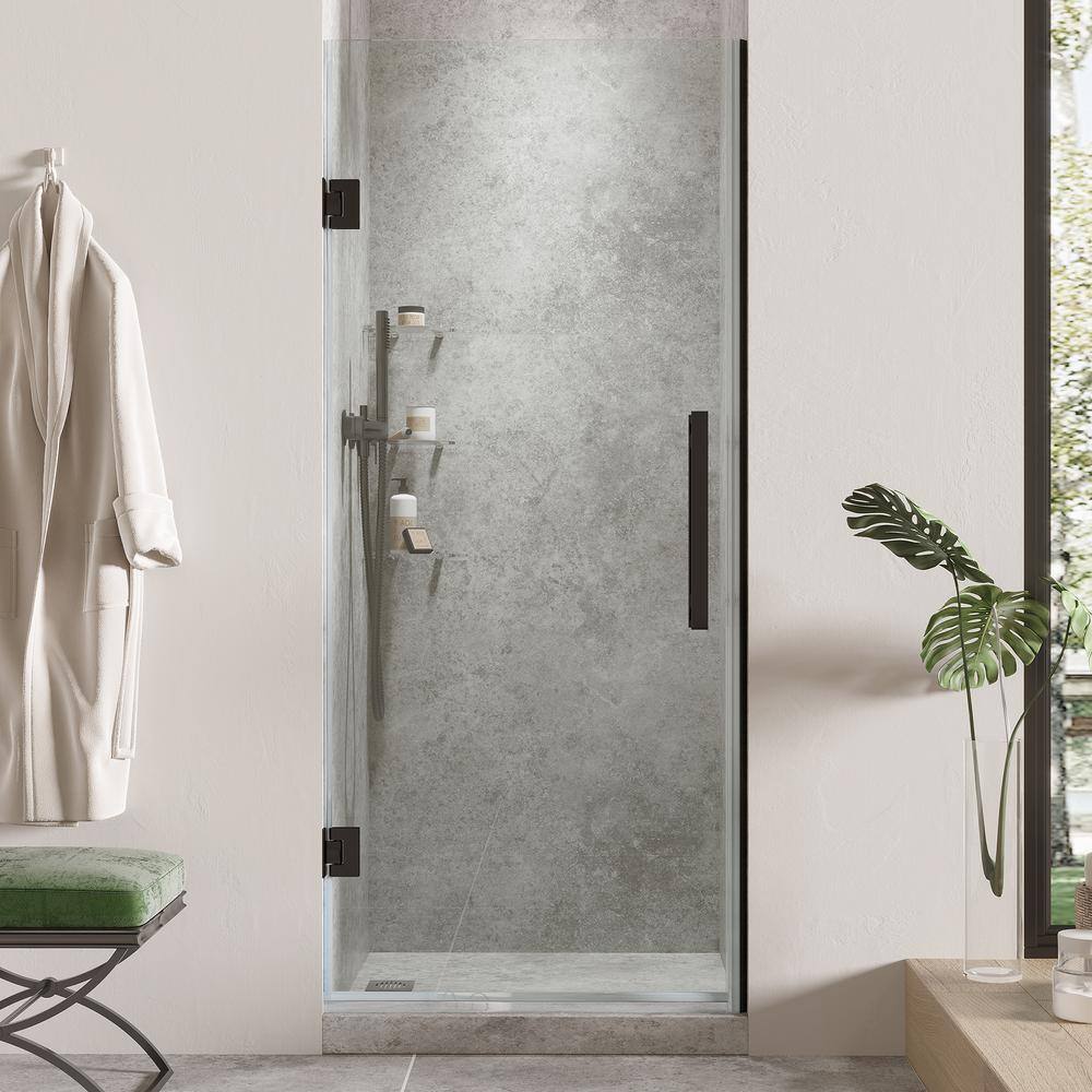 Tampa-Pro 24" W x 72" H Black Frameless Shower Kit with Shelves
