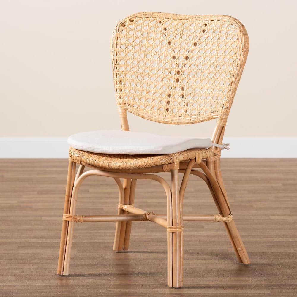 Natural Brown Rattan Cane Dining Chair with X-Base