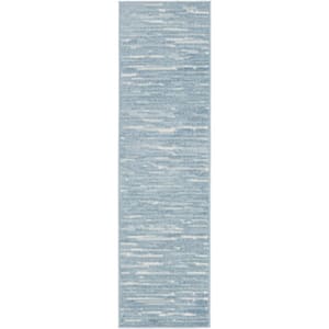 Casual Blue 2 ft. x 6 ft. Abstract Contemporary Runner Area Rug