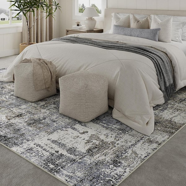 Morocco Blue/Gray 5 ft. x 7 ft. Modern Abstract Area Rug