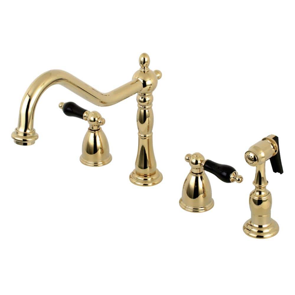 Kingston Brass Duchess 2-Handle Standard Kitchen Faucet with Side Sprayer  in Polished Brass HKB1792PKLBS The Home Depot