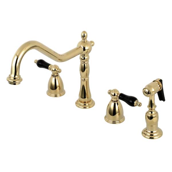 Kingston Brass Duchess 2-Handle Standard Kitchen Faucet with Side Sprayer in Polished Brass