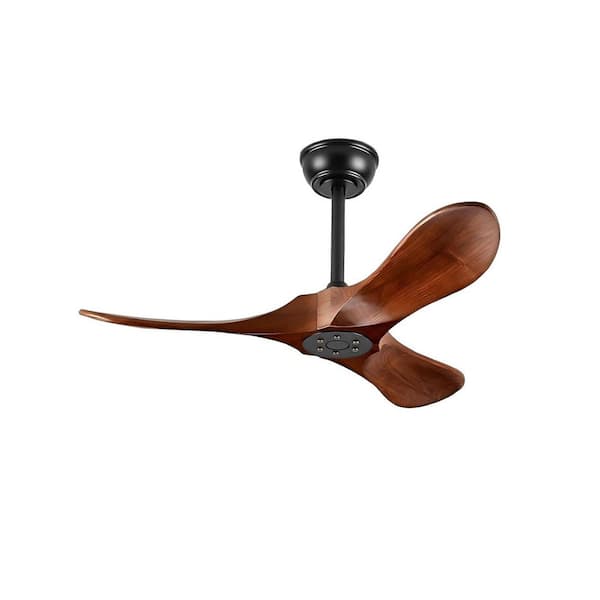 36 in. Black 3 Solid Wood Downrod Standard Ceiling Fan with Wall Switch and Remote Control for Living Room