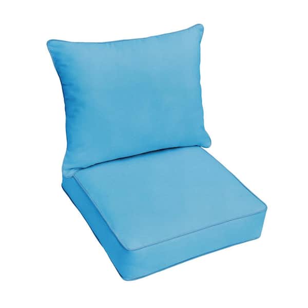 SORRA HOME 25 in. x 25 in. x 30 in. Deep Seating Outdoor Pillow and Cushion Set in Sunbrella Canvas Capri
