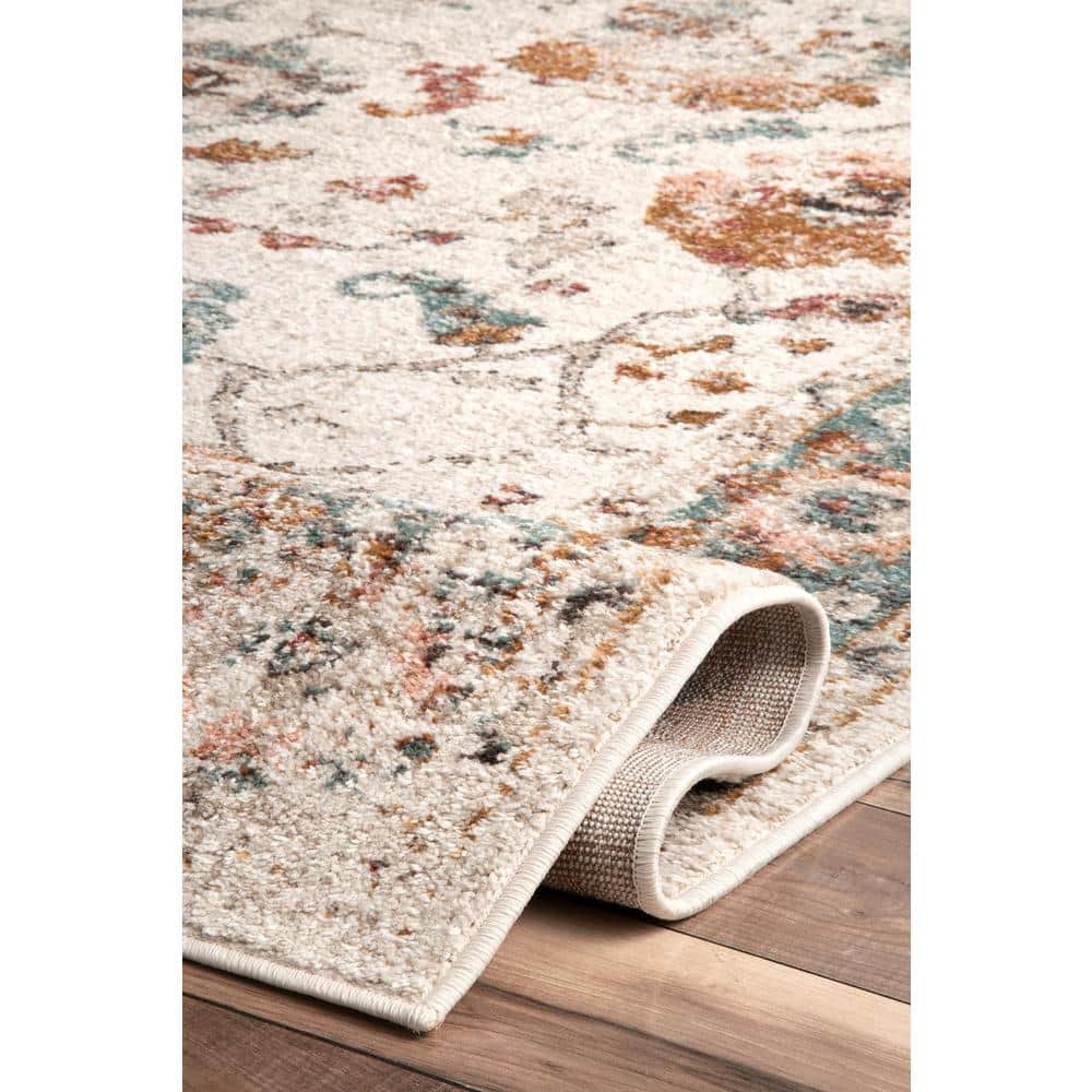 Cecil Beige and Ivory Oriental Synthetic 4' x 6' Area Rug