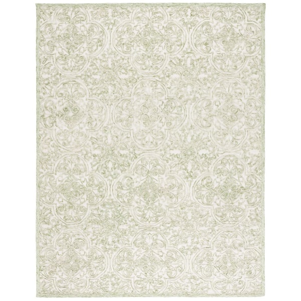 Martha Stewart 10 ft. x 14 ft. Ivory/Green Oriental Area Rug