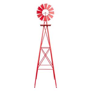 8 ft. Weather Resistant Yard Garden Windmill Red