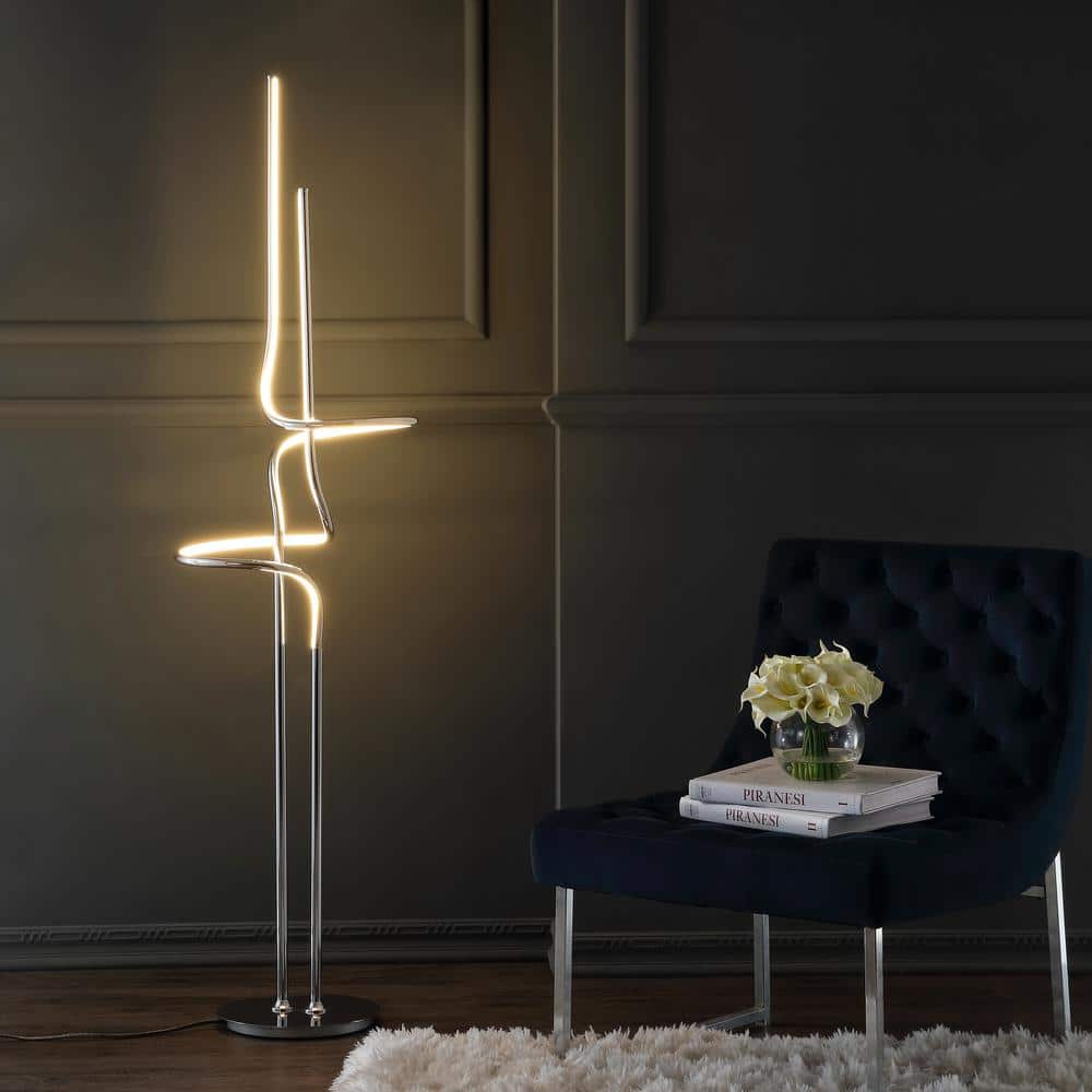 Sketch 64" Silver Adjustable Arc LED Floor Lamp