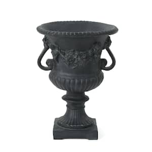 Isia 17.3 in. W x 24 in. H Antique Black Outdoor Lightweight Concrete Urn Planter