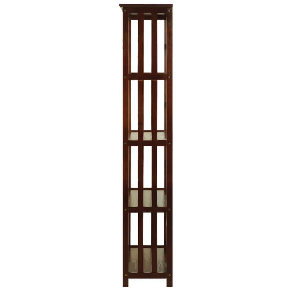 Mission Style Solid Walnut 5-Shelf Bookcase in Dark Stain