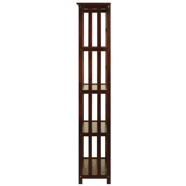 Casual Home 63 in. Walnut Wood 4-shelf Etagere Bookcase with Open