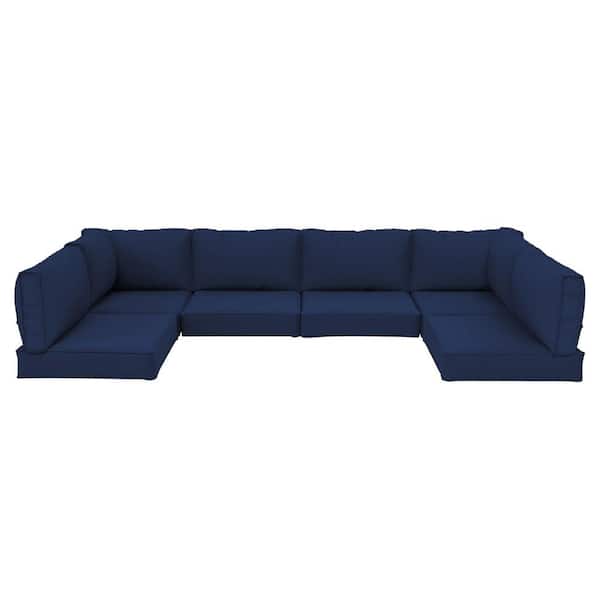 14 Pieces Set Outdoor Cushions for Patio Furniture, Deep Seat Patio Replacement Cushion for Outdoor Sectional, Navy Blue