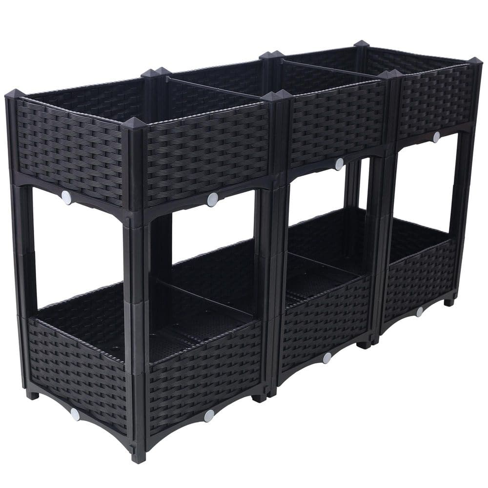Black Polypropylene Rectangular Raised Plastic Garden Bed (47.20 in. L x 15.70 in. W x 27.70 in. H) price history on PriceWatchPro