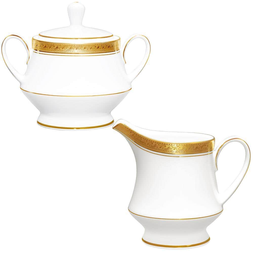 Noritake Crestwood Gold (Gold) Porcelain Sugar and Creamer Set
