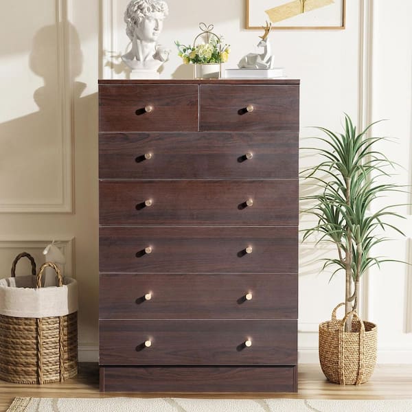 Brown 7-Drawer 25. 98 in. Wide Chest of Drawers