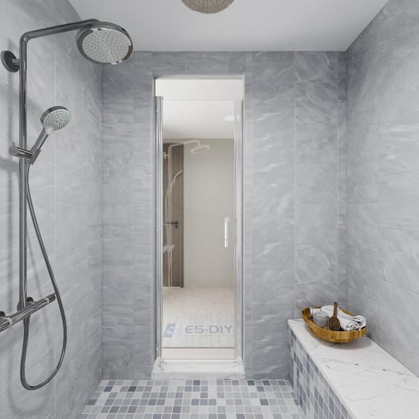 24-26 in. W x 72 in.H Frameless Pivot Shower Door in Chrome with Clear Glass