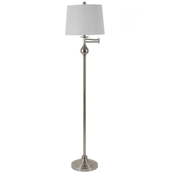 Decor Therapy Tina 63 in. Brushed Steel Indoor Floor Lamp with Swing ...