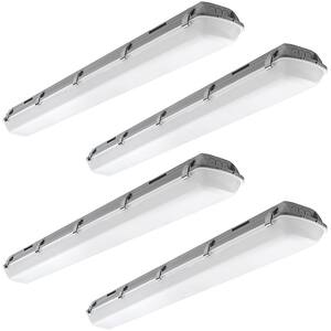 Vapor Tight 4 ft. High Output 5400 Lumens Integrated LED White Wraparound Light 5000K Dimmable Water Tight (4-Pack)