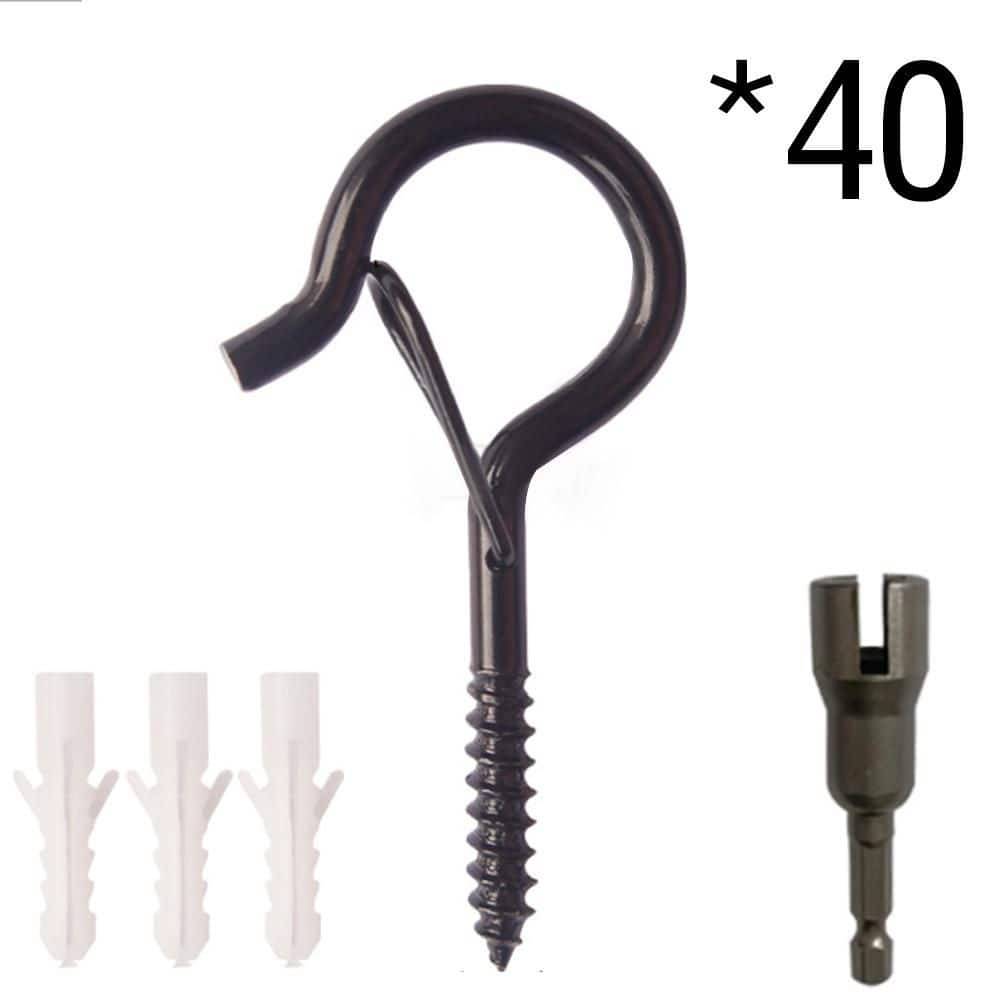 40 Pack Black 2.2 Inch Heavy-Duty Screw Hooks with Safety Latches Windproof Cup Hangers price history on PriceWatchPro