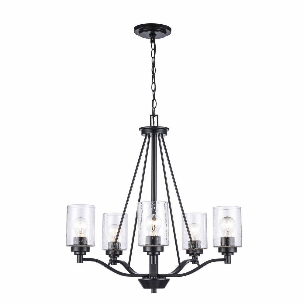 Bel Air Lighting Simi 5Light Black Chandelier Light Fixture with